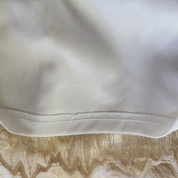 Böhme Cream Lace Empire Midi Dress Scalloped Side Zipper Pockets Lined Sz SM NWT - Picture 12 of 16